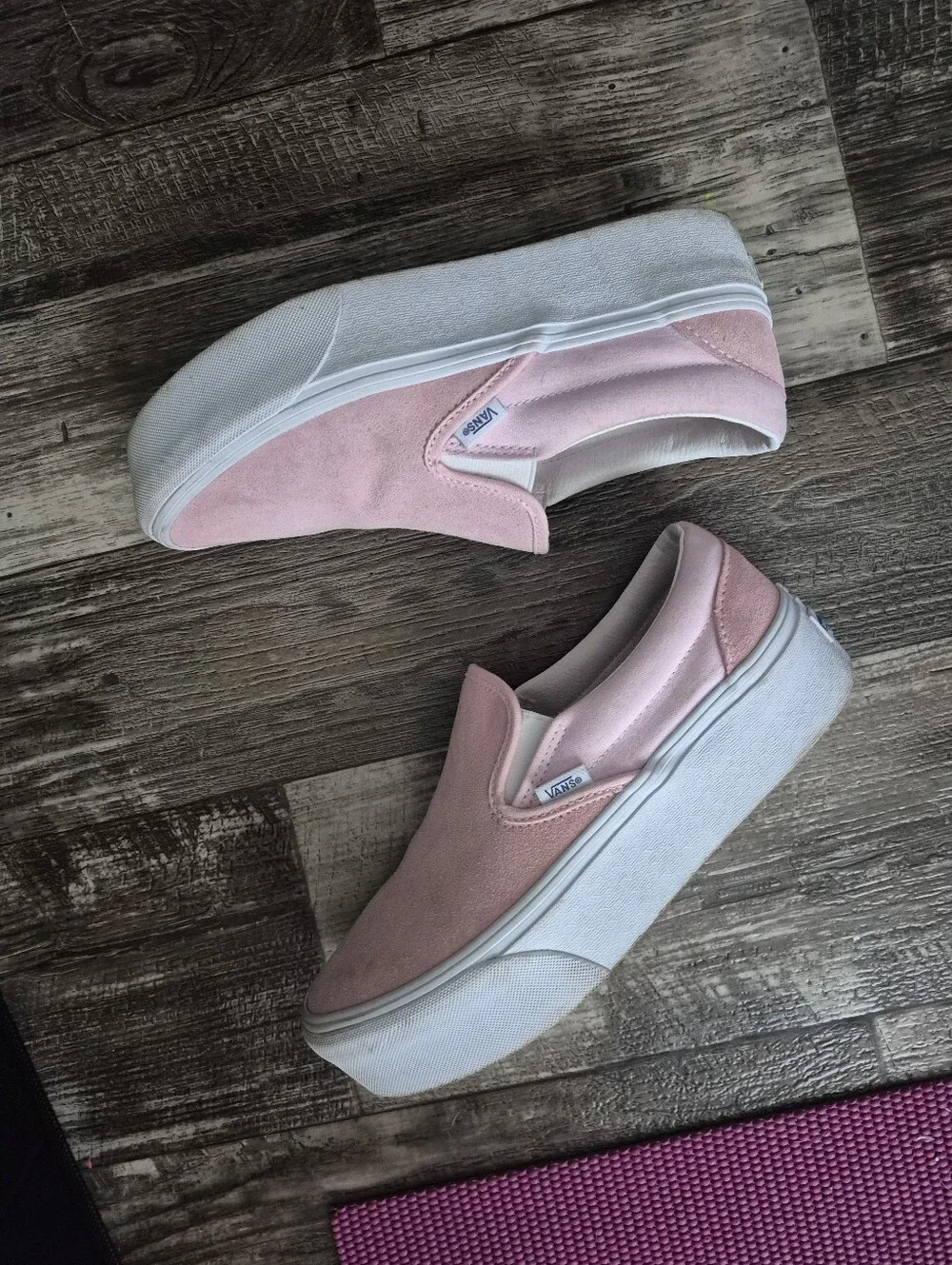Vans Slip On Stackfrom Suede Sneakers Platform Rose Pink Size 9.5